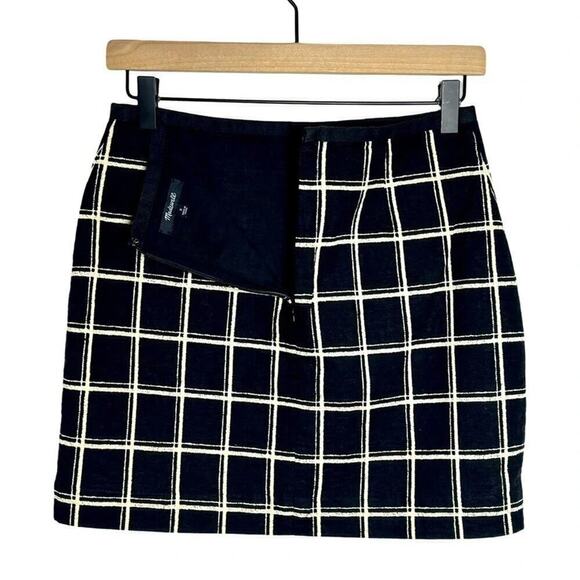 Madewell Cotton Windowpane Mini Skirt Black White Double Gauze Size 0 - Picture 8 of 9